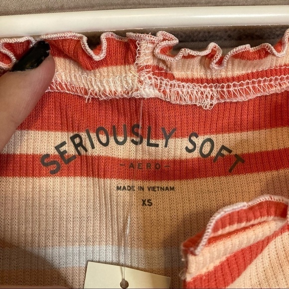 AERO seriously soft striped off the shoulder top. - Picture 7 of 9